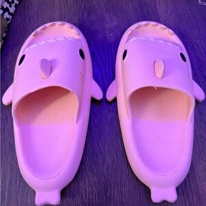 Pink Shark Slides Size 7